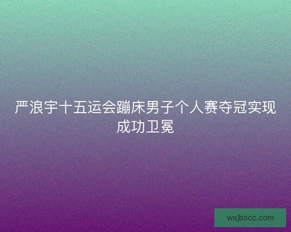 严浪宇十五运会蹦床男子个人赛夺冠实现成功卫冕