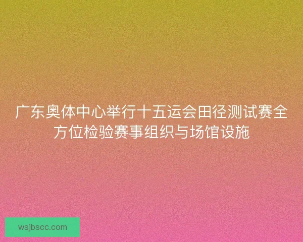 广东奥体中心举行十五运会田径测试赛全方位检验赛事组织与场馆设施
