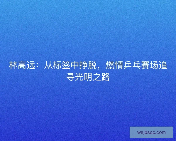 林高远:从标签中挣脱,燃情乒乓赛场追寻光明之路 林高远:从标签中挣脱,燃情乒乓赛场追寻光明之路