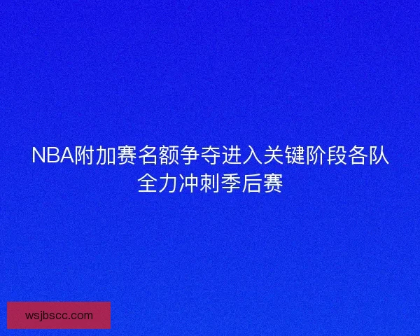 NBA附加赛名额争夺进入关键阶段各队全力冲刺季后赛 NBA附加赛名额争夺进入关键阶段各队全力冲刺季后赛