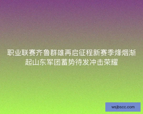 职业联赛齐鲁群雄再启征程新赛季烽烟渐起山东军团蓄势待发冲击荣耀