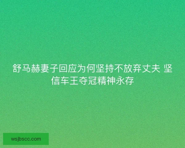 舒马赫妻子回应为何坚持不放弃丈夫 坚信车王夺冠精神永存 舒马赫妻子回应为何坚持不放弃丈夫 坚信车王夺冠精神永存