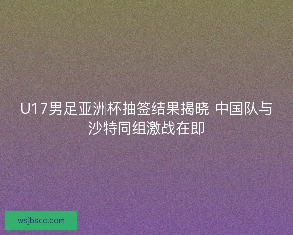 U17男足亚洲杯抽签结果揭晓 中国队与沙特同组激战在即